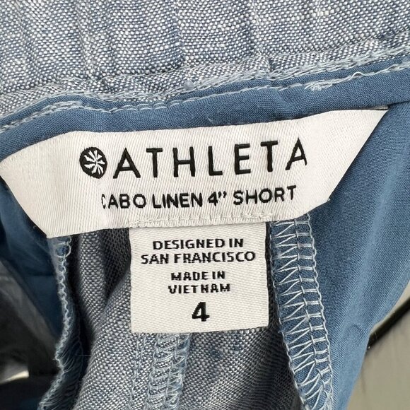 Athleta Cabo Linen 4" Short chambray blue woman's size 4 - Picture 7 of 9